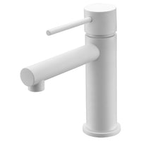 IMEX Miscelatore monocomando per lavabo in ottone e zama finitura bianco opaco con cartuccia ceramica Ø26mm e tubi flessibili 3/8 Serie Milos modello Imex-BDYS045-1BL