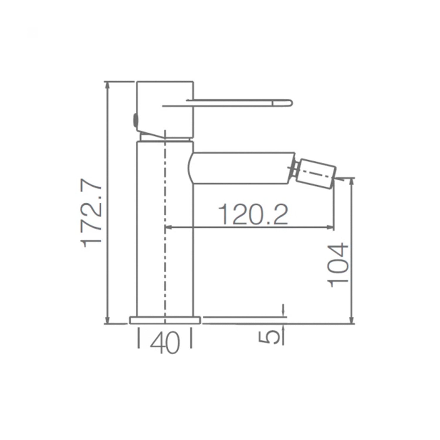 IMEX Miscelatore bidet monocomando in ottone e zama cromato con cartuccia ceramica Ø26mm e tubi flessibili 3/8 serie Milos modello Imex-BDYS045-2