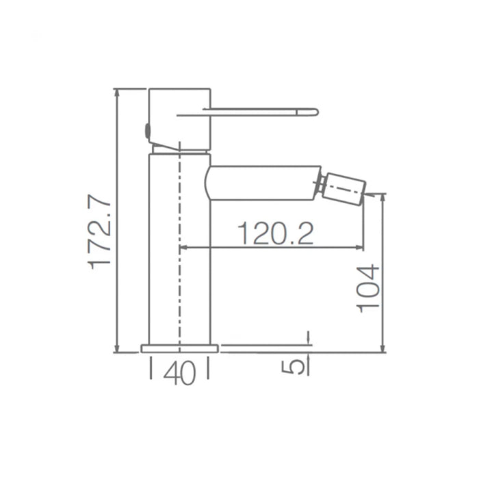IMEX Miscelatore bidet monocomando in ottone e zama cromato con cartuccia ceramica Ø26mm e tubi flessibili 3/8 serie Milos modello Imex-BDYS045-2