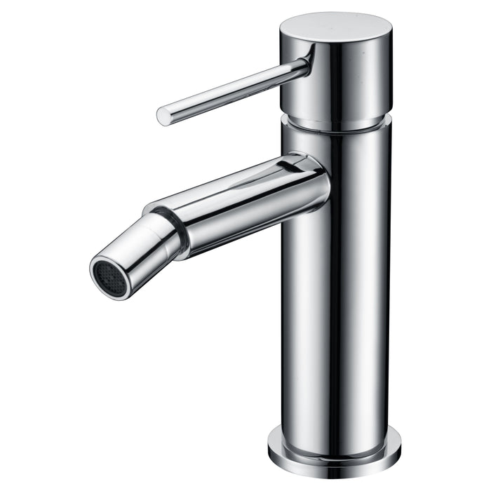 IMEX Miscelatore bidet monocomando in ottone e zama cromato con cartuccia ceramica Ø26mm e tubi flessibili 3/8 serie Milos modello Imex-BDYS045-2