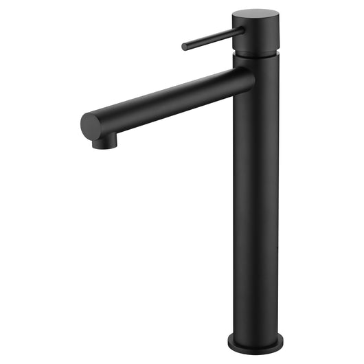 IMEX Miscelatore lavabo alto monocomando nero opaco corpo ottone e zama cartuccia ceramica 25 mm flessibili 3/8 inclusi modello Milos Stick Imex-BDYS045-3NG