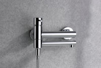 IMEX Miscelatore vasca-doccia cromato in ottone e zama, tubo flessibile metallo 1,8 m, supporto ABS, maniglia doccia rotonda, cartuccia ceramica Ø35 mm - Modello Milos Stick (Imex-BDYS045-4)