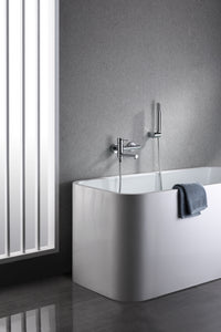 IMEX Miscelatore vasca-doccia cromato in ottone e zama, tubo flessibile metallo 1,8 m, supporto ABS, maniglia doccia rotonda, cartuccia ceramica Ø35 mm - Modello Milos Stick (Imex-BDYS045-4)