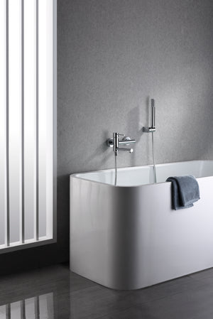 IMEX Miscelatore vasca-doccia cromato in ottone e zama, tubo flessibile metallo 1,8 m, supporto ABS, maniglia doccia rotonda, cartuccia ceramica Ø35 mm - Modello Milos Stick (Imex-BDYS045-4)