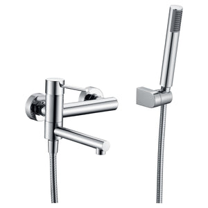 IMEX Miscelatore vasca-doccia cromato in ottone e zama, tubo flessibile metallo 1,8 m, supporto ABS, maniglia doccia rotonda, cartuccia ceramica Ø35 mm - Modello Milos Stick (Imex-BDYS045-4)