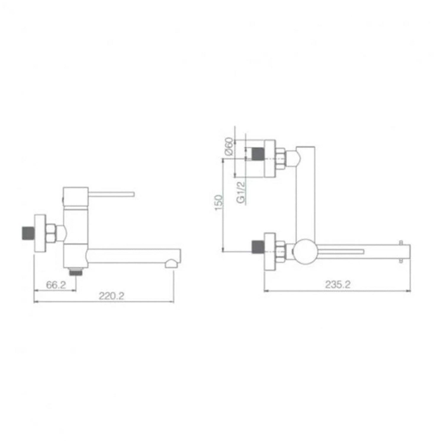 IMEX Miscelatore vasca-doccia cromato in ottone e zama, tubo flessibile metallo 1,8 m, supporto ABS, maniglia doccia rotonda, cartuccia ceramica Ø35 mm - Modello Milos Stick (Imex-BDYS045-4)