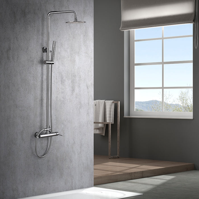 IMEX Colonna doccia miscelatore monocomando cromata in acciaio inox e ottone con asta estensibile 95-132,5 cm, soffione extra piatto Ø20 cm anticalcare, cartuccia ceramica Ø35 mm, flessibile 1,5 m Ime