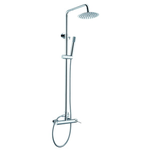 IMEX Colonna doccia miscelatore monocomando cromata in acciaio inox e ottone con asta estensibile 95-132,5 cm, soffione extra piatto Ø20 cm anticalcare, cartuccia ceramica Ø35 mm, flessibile 1,5 m Ime