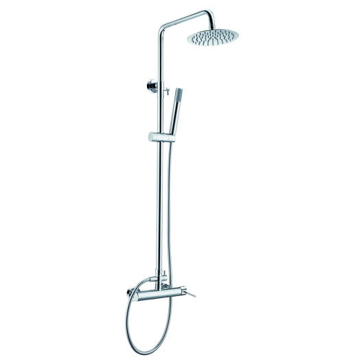 IMEX Colonna doccia miscelatore monocomando cromata in acciaio inox e ottone con asta estensibile 95-132,5 cm, soffione extra piatto Ø20 cm anticalcare, cartuccia ceramica Ø35 mm, flessibile 1,5 m Ime