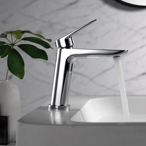 IMEX Miscelatore lavabo cromato in ottone e zama monocomando con cartuccia ceramica 25 mm, aeratore ultrasottile e tubi flessibili 3/8 inclusi, serie Belgica Imex-BDZ044-1