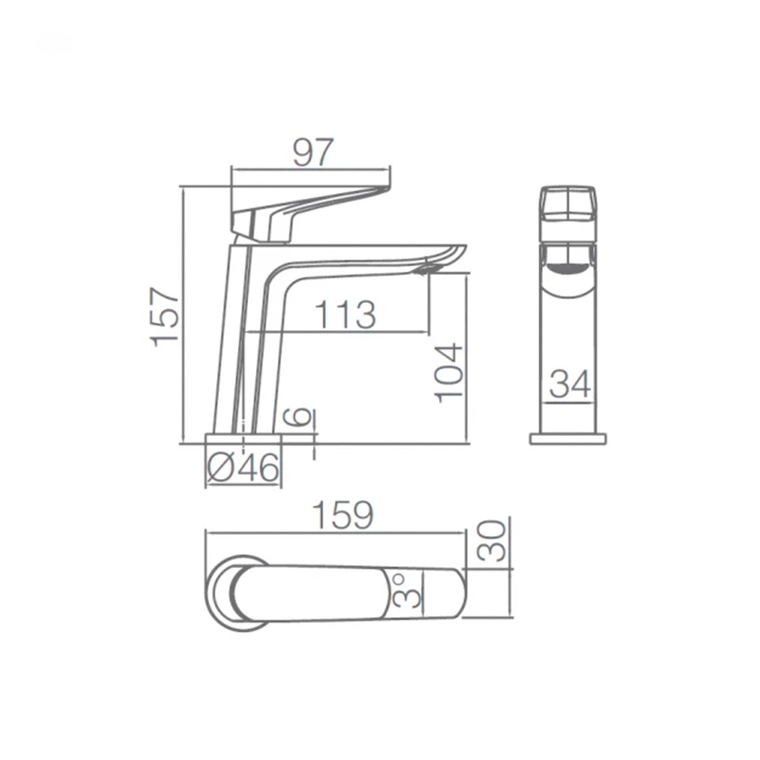 IMEX Miscelatore lavabo monocomando corpo in ottone e zama nero opaco, cartuccia ceramica Ø25mm, aeratore ultrasottile, tubi flessibili 3/8 inclusi, serie BELGICA - modello Imex-BDZ044-1NG