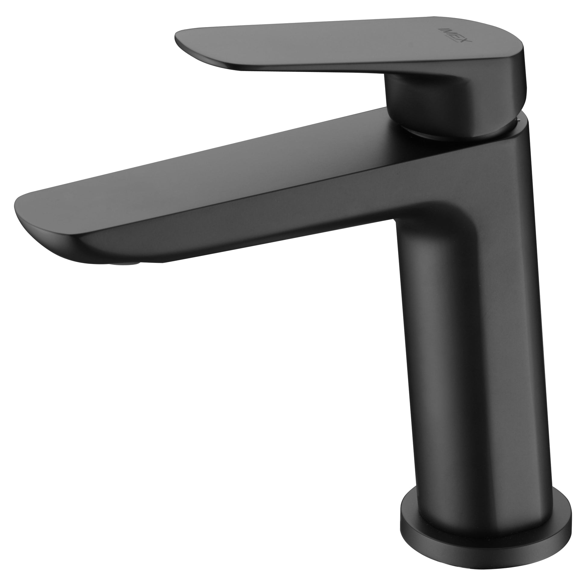 IMEX Miscelatore lavabo monocomando corpo in ottone e zama nero opaco, cartuccia ceramica Ø25mm, aeratore ultrasottile, tubi flessibili 3/8 inclusi, serie BELGICA - modello Imex-BDZ044-1NG