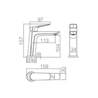 IMEX Miscelatore lavabo cromato in ottone e zama monocomando con cartuccia ceramica 25 mm, aeratore ultrasottile e tubi flessibili 3/8 inclusi, serie Belgica Imex-BDZ044-1