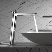 IMEX Miscelatore monocomando lavabo alto cromato corpo ottone e zama cartuccia ceramica 25mm tubi flessibili 3/8 aeratore ultrasottile modello Imex-BDZ044-3 serie BELGICA