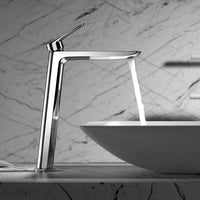 IMEX Miscelatore monocomando lavabo alto cromato corpo ottone e zama cartuccia ceramica 25mm tubi flessibili 3/8 aeratore ultrasottile modello Imex-BDZ044-3 serie BELGICA