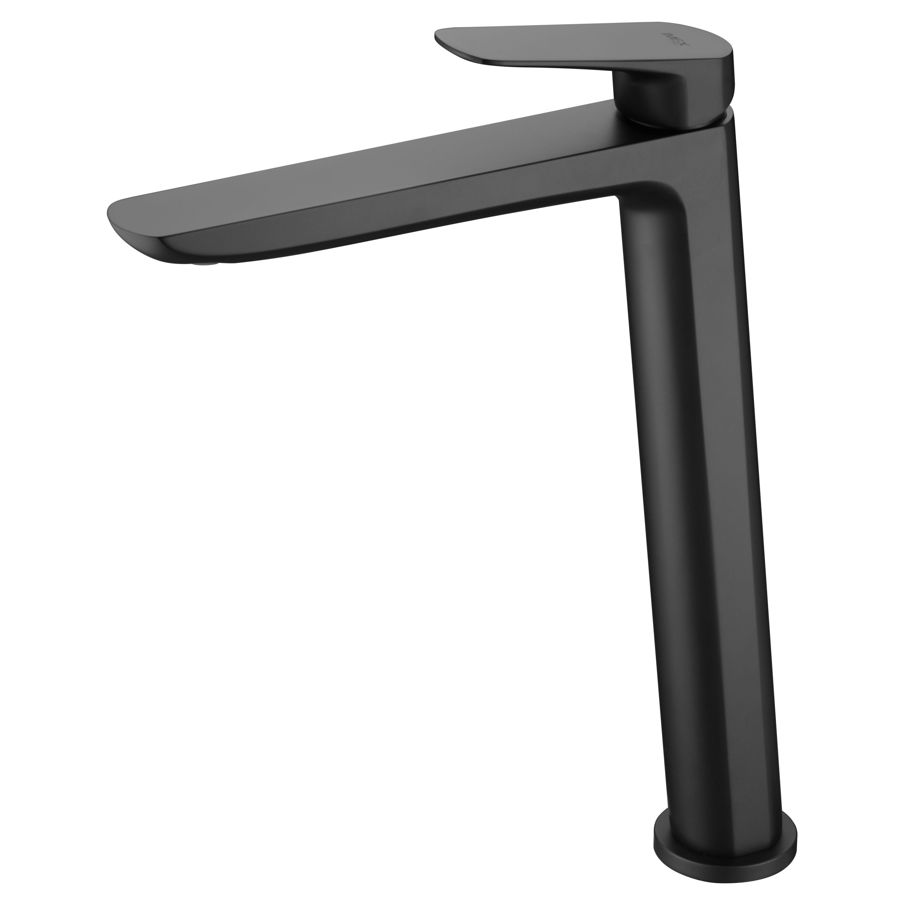 IMEX Miscelatore monocomando lavabo alto in ottone e zama nero opaco con cartuccia ceramica 25mm, tubi flessibili 3/8, aeratore ultrasottile modello Belgica Imex-BDZ044-3NG