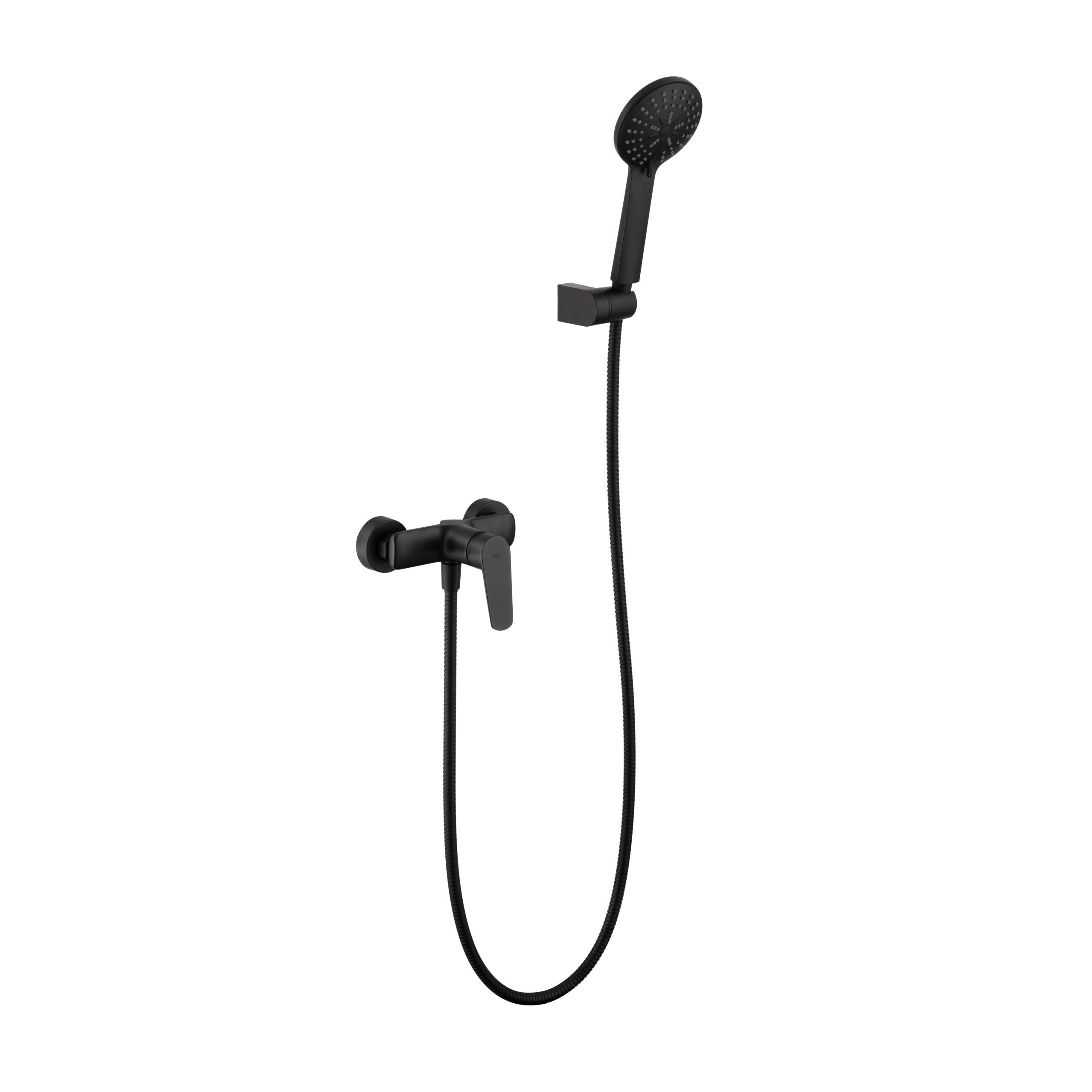 IMEX Miscelatore doccia in ottone e zama nero opaco con soffione rotondo a 3 posizioni tubo flessibile metallo 18 m supporto ABS portata 12 l-min cartuccia ceramica 35 mm - Imex-BDZ044-5NG
