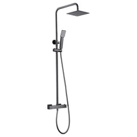 IMEX Set doccia termostatico Art nero opaco in acciaio e ottone con finitura PVD asta doccia estensibile soffione extra piatto Ø20 anticalcare cartuccia TURN CLEAN SYSTEM flessibile e maniglia – m