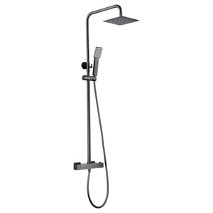 IMEX Set doccia termostatico Art nero opaco in acciaio e ottone con finitura PVD asta doccia estensibile soffione extra piatto Ø20 anticalcare cartuccia TURN CLEAN SYSTEM flessibile e maniglia – m