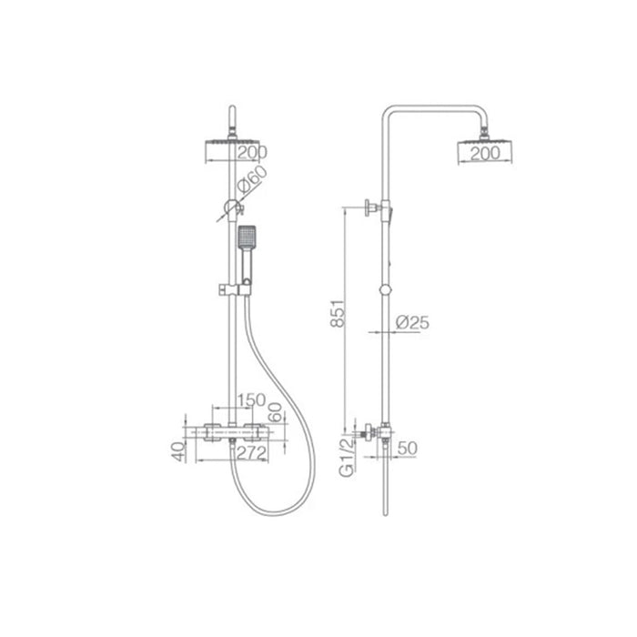 IMEX Set doccia termostatico serie ART corpo ottone asta estensibile acciaio soffione extrapiatto Ø20 anticalcare cartuccia TURN CLEAN SYSTEM tubo e maniglia inclusi finitura bianco opaco - Imex
