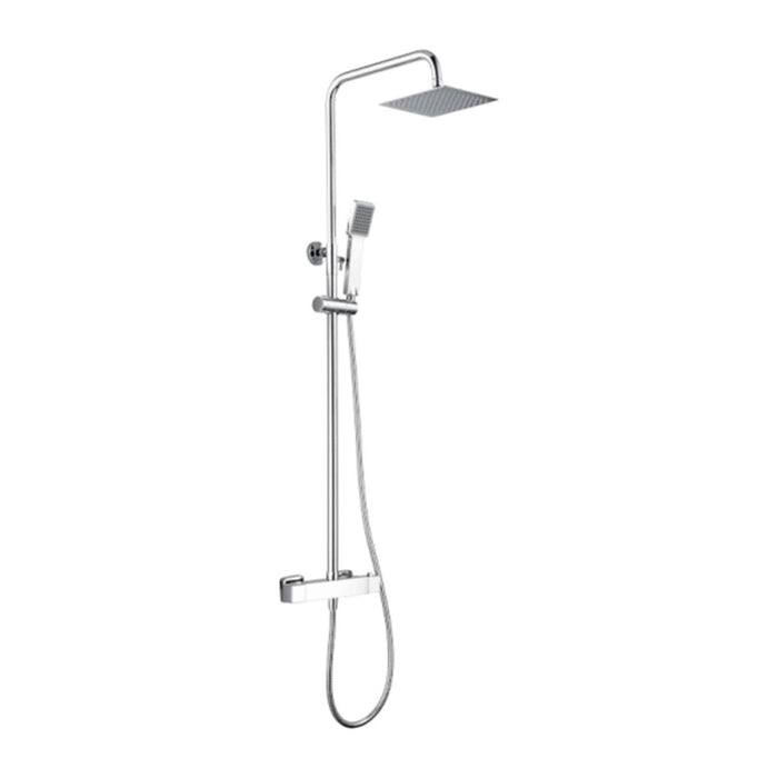 IMEX Colonna doccia termostatica cromata in acciaio e ottone soffione extra piatto Ø20 anticalcare asta estensibile cartuccia TURN CLEAN SYSTEM flessibile e maniglia inclusi – Modello Imex-BTAR025