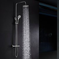 IMEX Set colonna doccia termostatica cromata in acciaio e ottone con soffione Ø20 extrapiatto anticalcare, asta estensibile, rubinetto corpo freddo ottone cromato, cartuccia termostatica TURN CLEAN SY