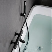IMEX Miscelatore vasca-doccia termostatico nero opaco in ottone con finitura PVD, tubo flessibile PVC, supporto maniglia ABS, cartuccia termostatica TURN CLEAN SYSTEM, serie LINE - Imex-BTD038-4BGM