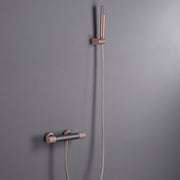 IMEX Miscelatore doccia termostatico in ottone grigio opaco/champagne, supporto maniglia in ABS, tubo flessibile in PVC, maniglia rotonda a 1 posizione, cartuccia termostatica TURN CLEAN SYSTEM - Mode
