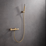 IMEX Miscelatore doccia termostatico oro spazzolato in ottone e zama con finitura PVD, tubo flessibile PVC, supporto ABS, maniglia rotonda, cartuccia TURN CLEAN SYSTEM - Modello Imex-BTD038-5OC