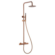IMEX Set colonna doccia termostatica oro rosa finitura PVD in acciaio inox S304 e ottone con soffione extrapiatto Ø20 cm anticalcare asta estensibile maniglia regolabile rubinetto monocomando car