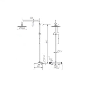 IMEX Set Colonna Doccia Termostatica Line in Acciaio e Ottone Cromato con Soffione Ø20 Anticalcare, Asta Estensibile, Miscelatore Ottone, Cartuccia Turn Clean System, Tubo e Maniglia Imex-BTD038