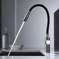 IMEX Miscelatore lavello cucina monocomando corpo ottone cromato tubo flessibile nero opaco cartuccia 35 mm apertura freddo tubi flessibili 50 cm diffusore due posizioni modello TOKYO Imex-GCE016