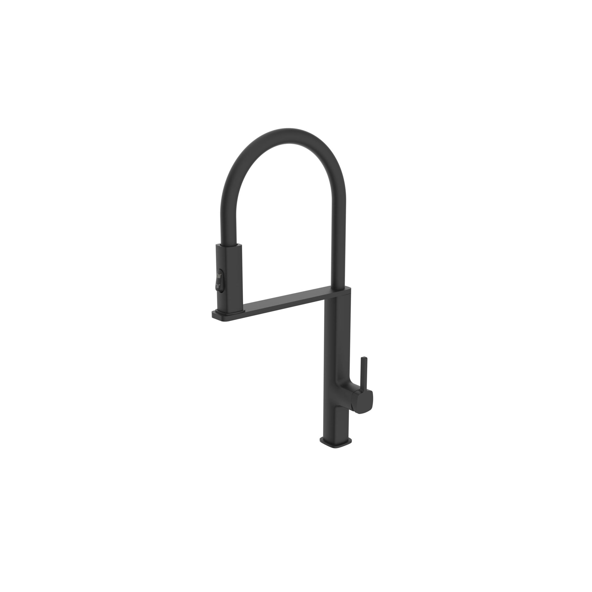 IMEX Rubinetto monocomando lavello nero opaco in ottone e acciaio con cartuccia 35 mm, tubo flessibile 50 cm e diffusore due funzioni, modello Imex-GCE019-NG Menorca