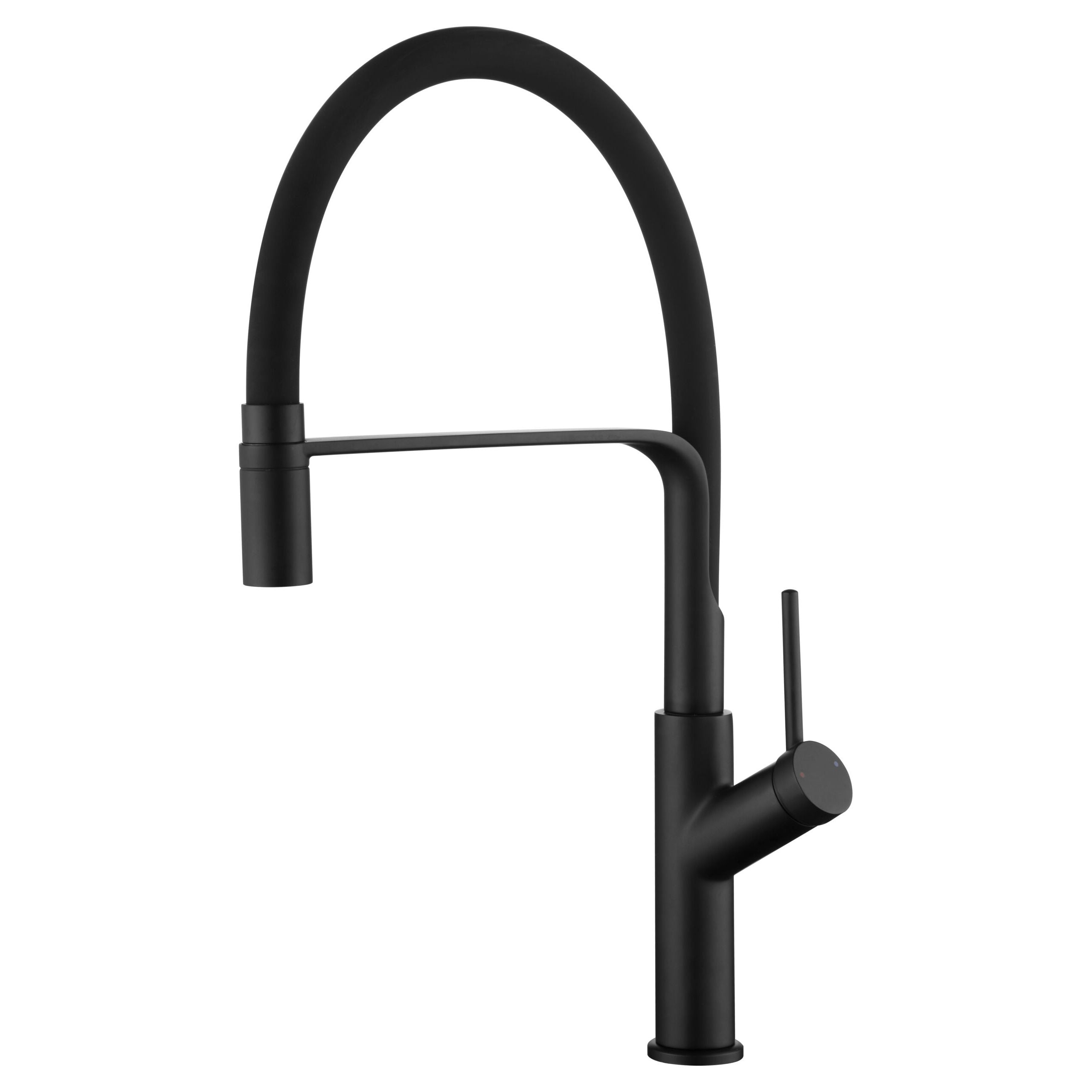 IMEX Miscelatore lavello cucina monocomando corpo in ottone nero opaco bocca flessibile nera opaca cartuccia 30 mm tubi flessibili 50 cm acciaio-ottone codice Imex-GCE022-NG - SENA