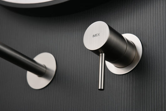 IMEX Miscelatore incasso lavabo monocomando ottone e zama nichel spazzolato con due corpi indipendenti senza scatola di registrazione serie MONZA Imex-GLM039-NQ