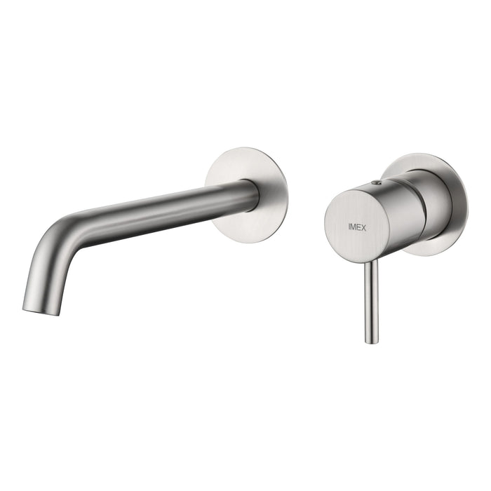 IMEX Miscelatore incasso lavabo monocomando ottone e zama nichel spazzolato con due corpi indipendenti senza scatola di registrazione serie MONZA Imex-GLM039-NQ