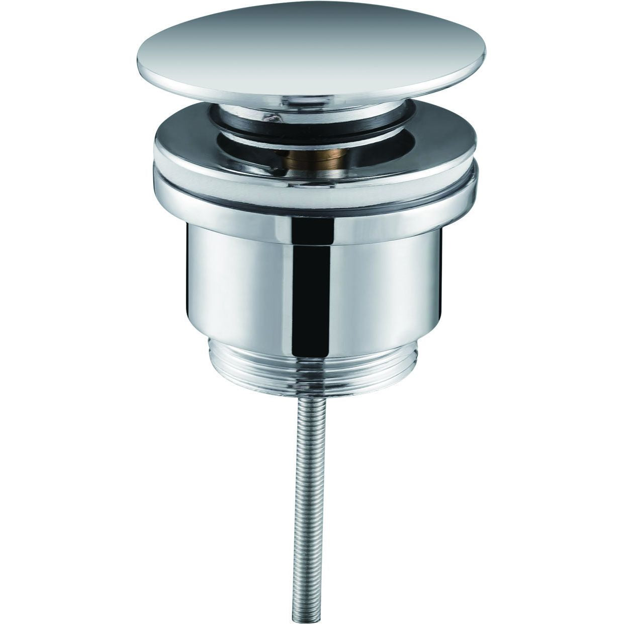 IMEX Valvola scarico click-clack in ottone cromato e acciaio compatibile lavabi e bidet con o senza troppopieno filettatura 1 1-4 sistema apertura chiusura 20000 cicli montaggio rapido modello V