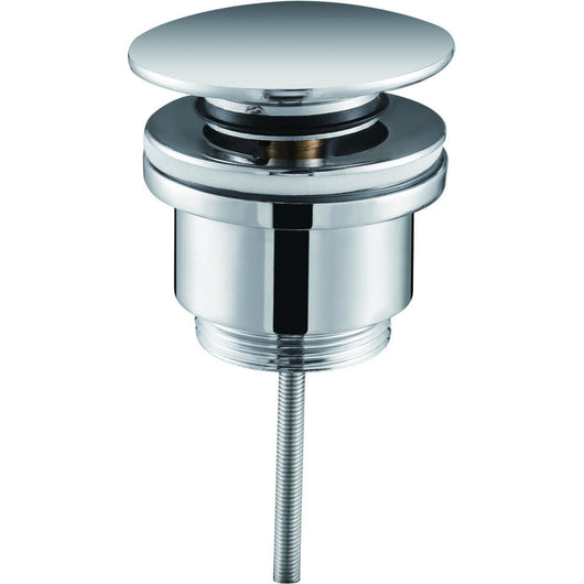 IMEX Valvola scarico click-clack in ottone cromato e acciaio compatibile lavabi e bidet con o senza troppopieno filettatura 1 1-4 sistema apertura chiusura 20000 cicli montaggio rapido modello V