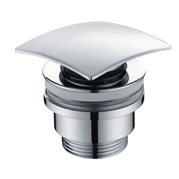 IMEX Valvola click-clack quadrata in ottone cromato, filettatura 1 1/4, adatta a lavabi e bidet con o senza troppopieno, sistema apertura/chiusura 20.000 cicli garantiti, montaggio rapido – Modello Im