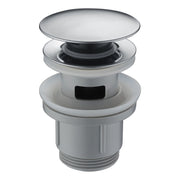 IMEX Valvola scarico click-clack cromata in PVC con copertura acciaio inox S304, filettatura 1¼, adatta a lavabi e bidet con o senza troppopieno, sistema apertura/chiusura per 20.000 cicli, montaggio