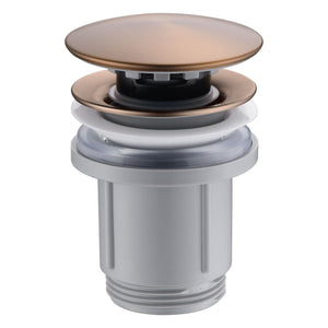 IMEX Valvola scarico click-clack in PVC oro rosa spazzolato corpo in PVC e coperchio acciaio compatibile lavabi e bidet con-senza troppopieno filettatura 1-4 apertura chiusura 20000 cicli - Imex-