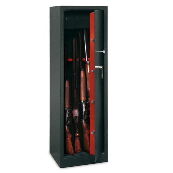 ARMADIO IN ACCIAIO PORTAFUCILI CASSAFORTE FUCILI FUCILIERA 5 POSTI TCH/5