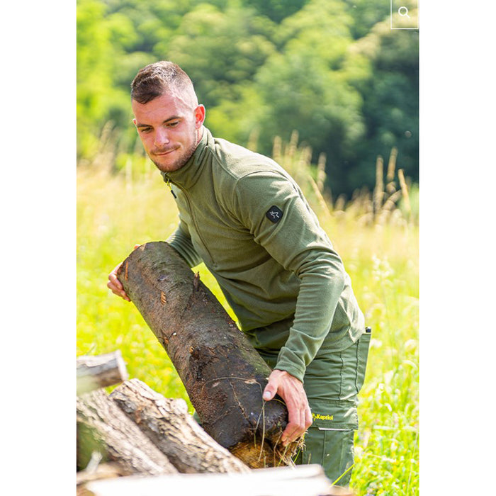 FELPA MAGLIA UOMO MICROPILE WOLF LAVORO MEZZA ZIP VERDE TG.M KAPRIOL 35950