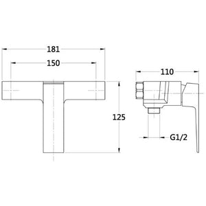 MISCELATORE MONOCOMANDO DOCCIA ESTERNO CROMATO LUCIDO SERIE QUATRA FERIDRAS 401044
