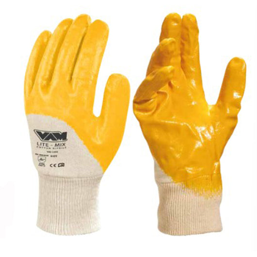 GUANTI DA LAVORO "LITE MIX" COTONE SPALMATO IN NITRILE GIALLO 12 PAIA TG.L MED NM-LMN_L