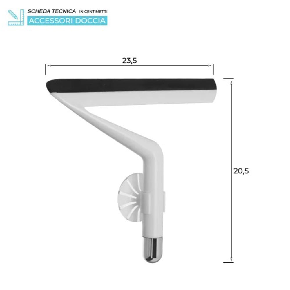 SPATOLA TERGIVETRO DOCCIA CON GANCIO DI SUPPORTO A VENTOSA IN PLASTICA FERIDRAS