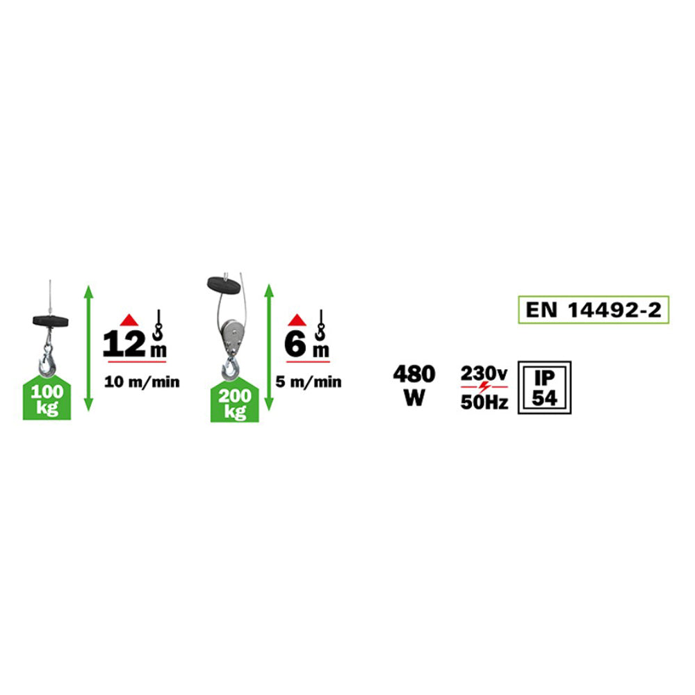 PARANCO VERRICELLO ELETTRICO SOLLEVATORE 100/200Kg 480W RIBIMEX