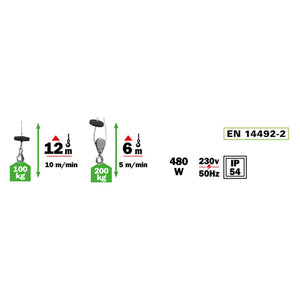 PARANCO VERRICELLO ELETTRICO SOLLEVATORE 100/200Kg 480W RIBIMEX