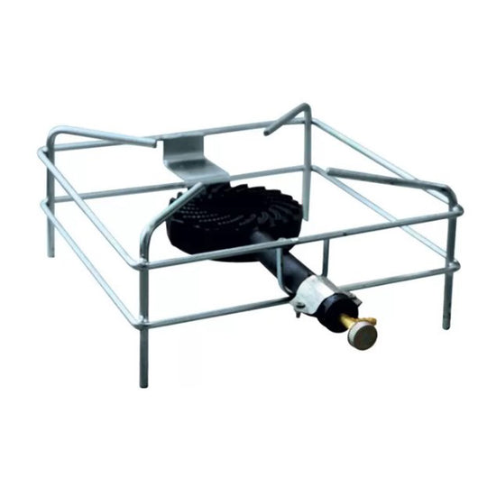 FORNELLONE CROMATO 30x30cm FORNELLO A GAS BRUCIATORE 3,5KW GHISA C/RUBINETTO FOX