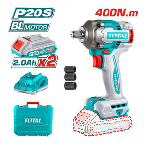 AVVITATORE A IMPULSI A BATTERIA 20V 1/2" 400Nm 2 BATTERIE RICARICABILI TOTAL